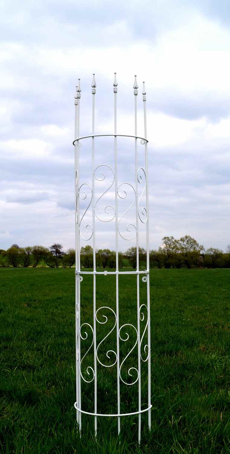 Rankgitter Spalier Rankhilfe Fallrohr halbrund Pisa  Feuer Verzinkt weiss 