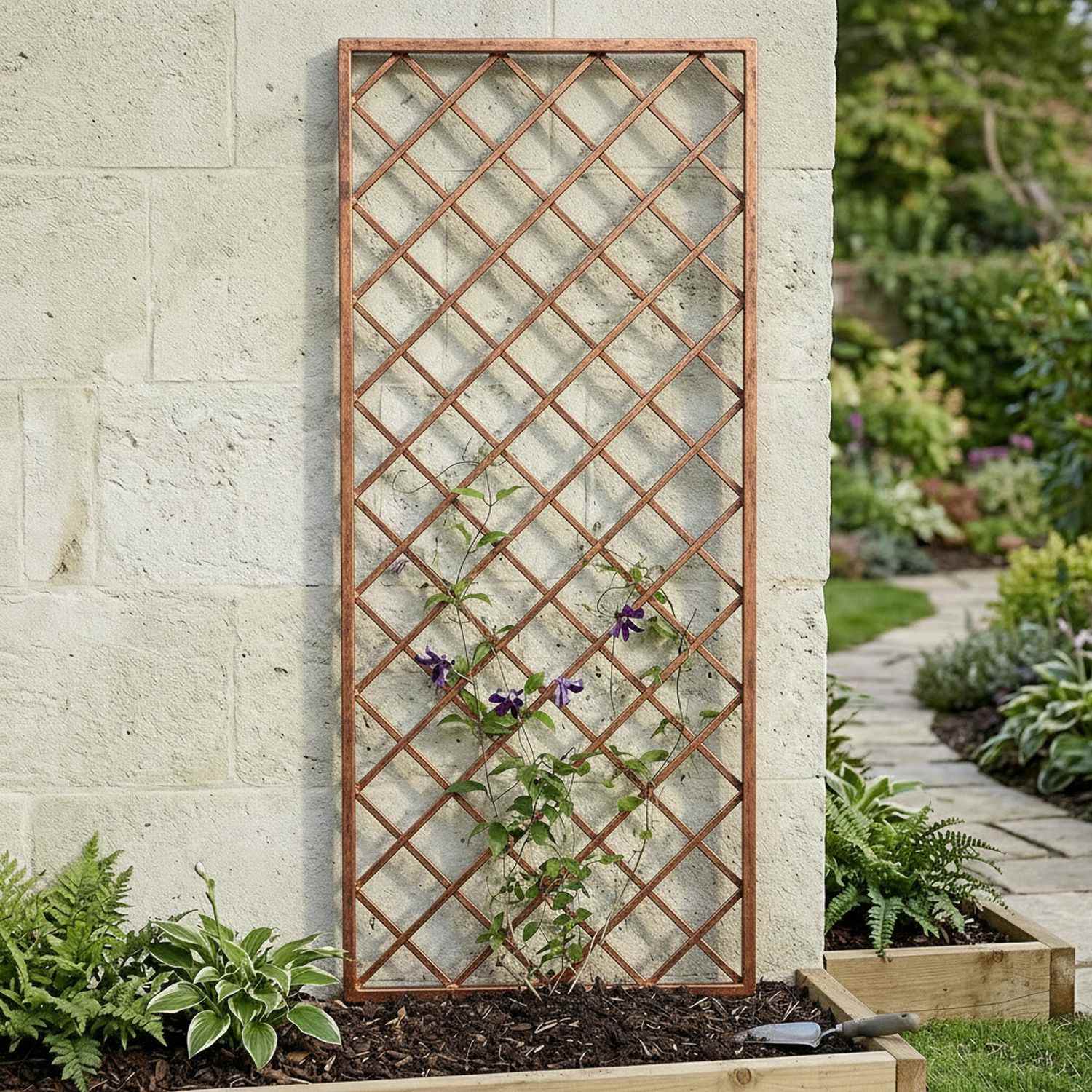 Metall Rankgitter Spalier Rankhilfe Wandgitter Bozen 80 Feuer Verzinkt grau 7016