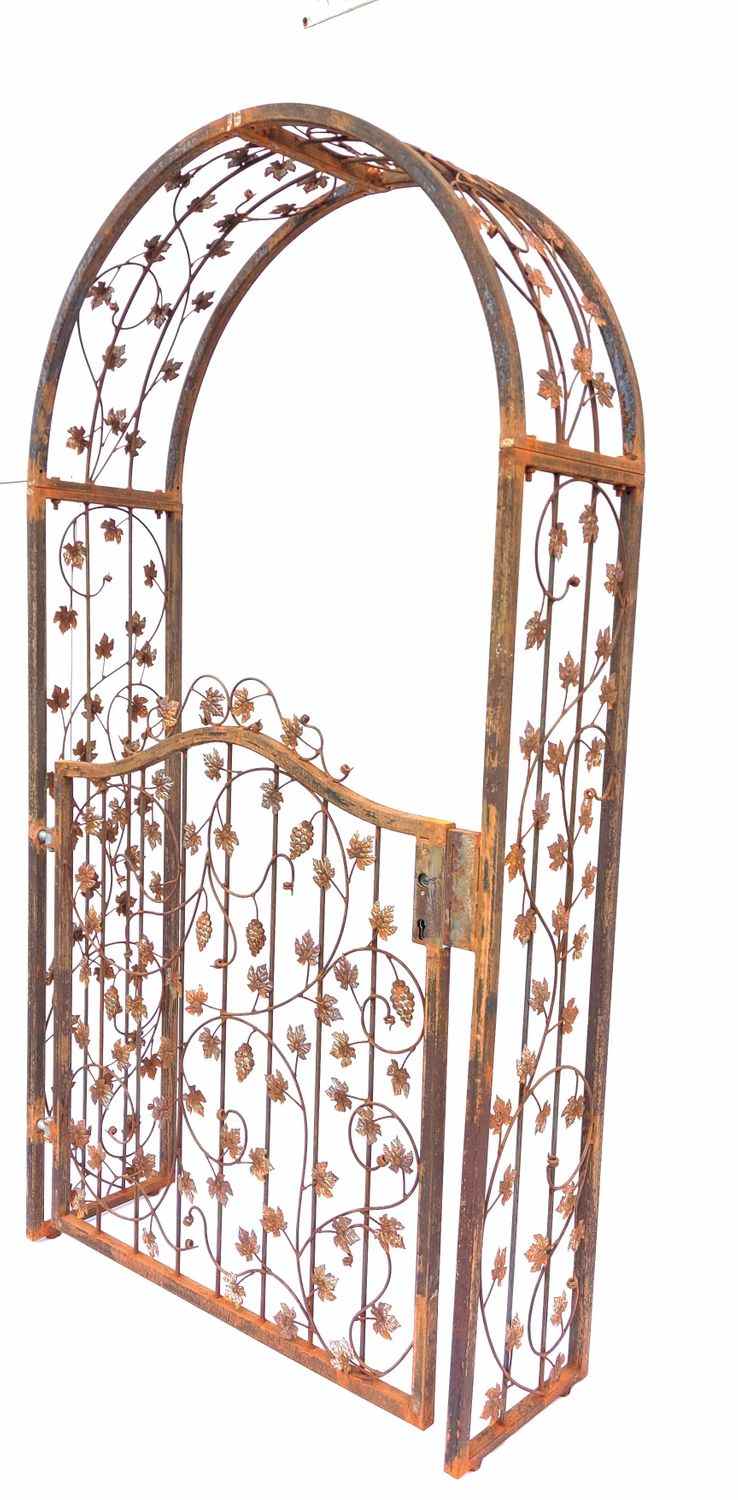 Gartentür Pforte Rosenbogen mit Tür Bachus-GT100-RBS 100/100S Roh Rost