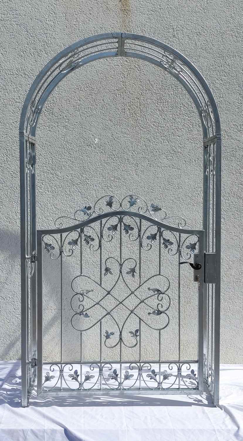 Tor Gartentür Pforte Rosenbogen Metall Tür Monaco-RBGT-RBS 100/100/40S Schloss Verzinkt Premium Pulverbeschichtet