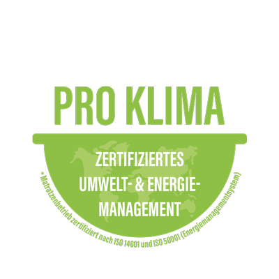 Pro Klima zertifiziertes Umwelt und Energie Management