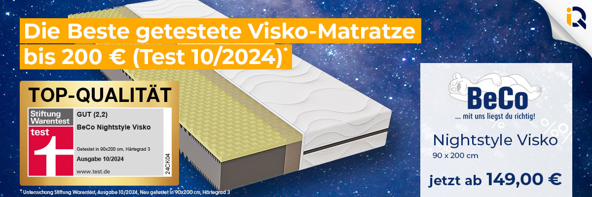     BeCo Nightstyle Visko, Stiftung Warentest GUT (2,2) Ausgabe 10/2024 getestet in 90x200 cm H3