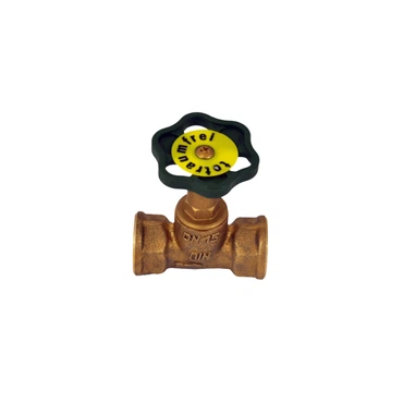 Absperrhahn 1/2" – Messing, warmgepresst, grünes Handrad, ohne Entleerung