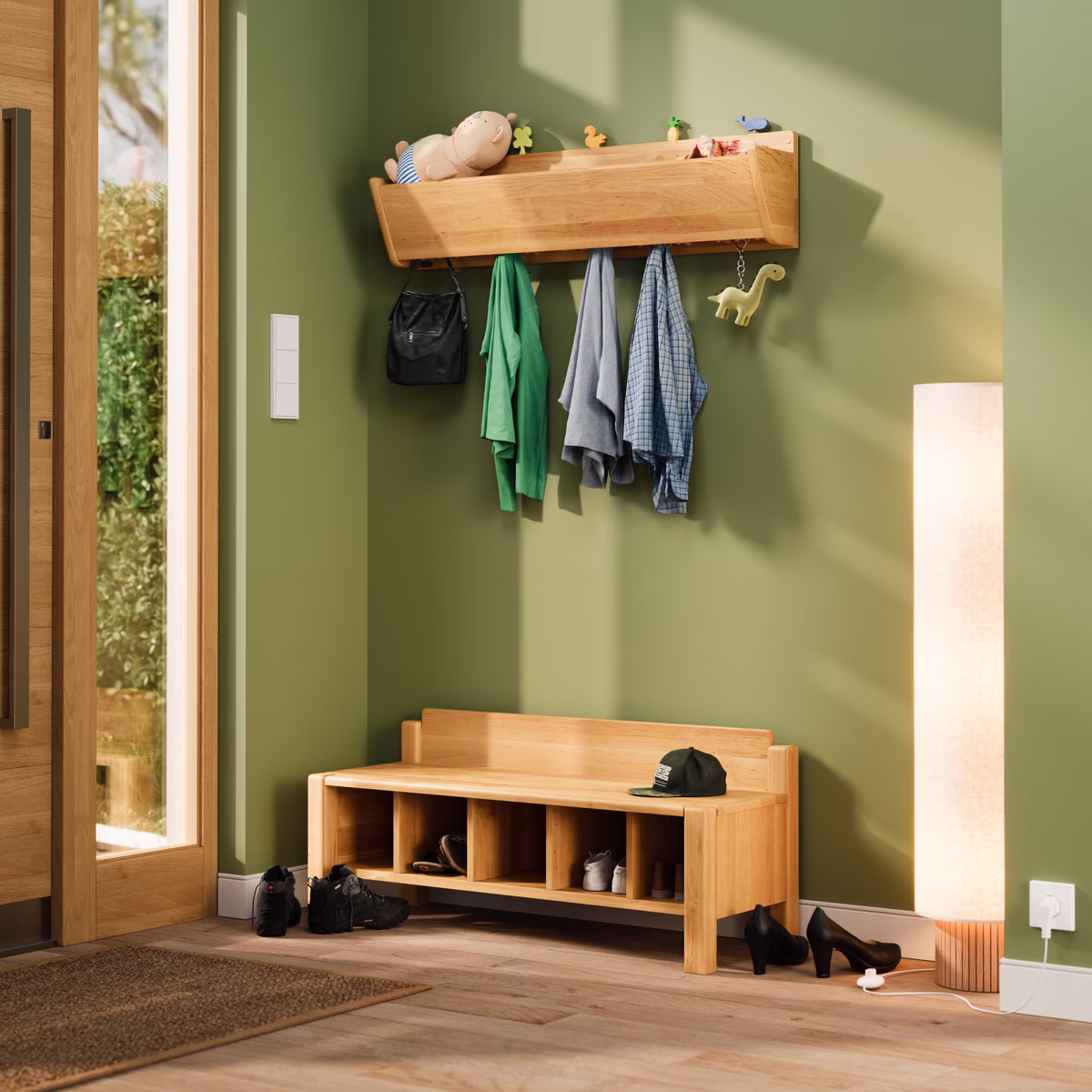 Set Robin Kinderbank mit Hänge-Garderobe 100 cm Set Robin Kinderbank mit Hänge-Garderobe 100 cm sb sc11