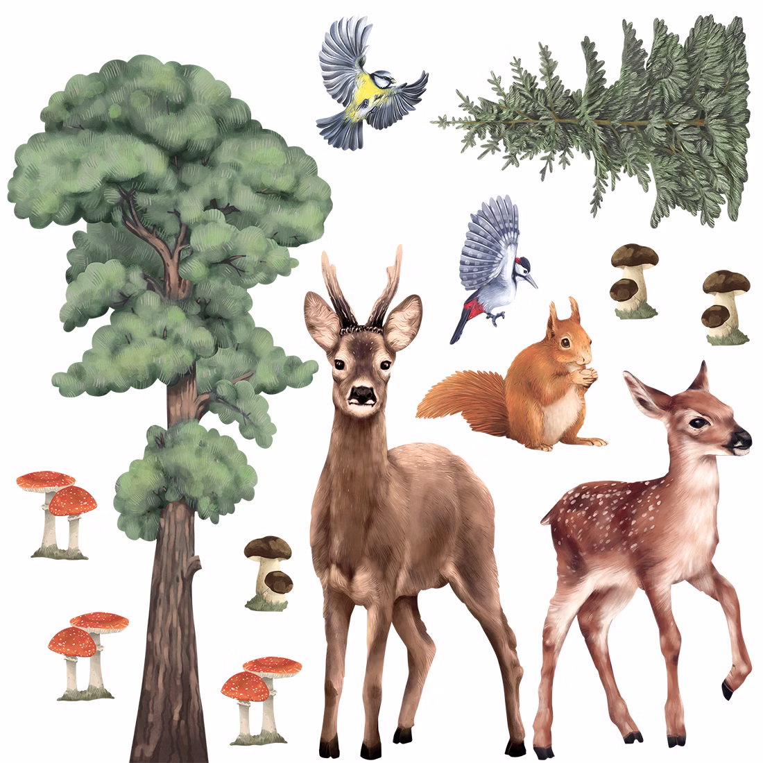 Wandsticker Set Waldtiere Reh Wandsticker Set Waldtiere Reh