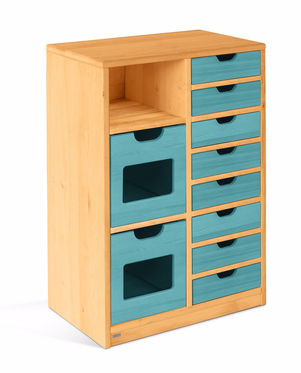 29955-11 Robin Regal schmal Set 10, mit Regalboxen & Schubladen