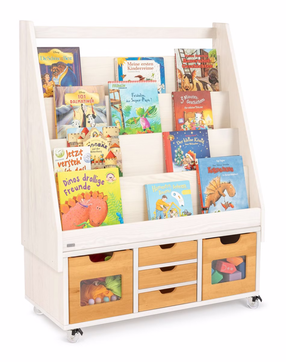 29956-17 Robin Rollregal mit Bücherregal inkl. 3 Schubladen und 2 Regalboxen