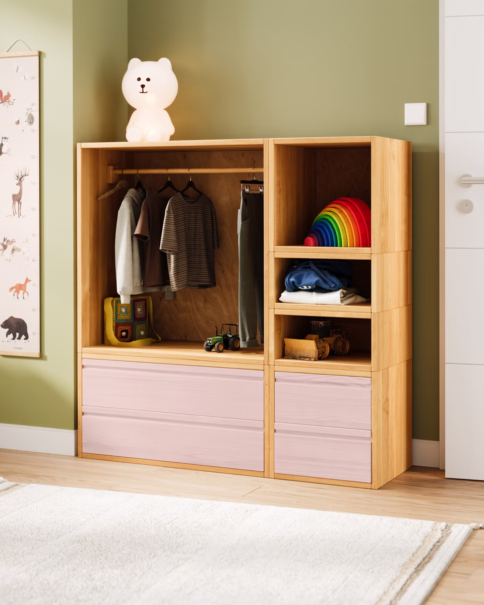 Laura Set offener Kinder-Kleiderschrank mit Schubladen Laura Set offener Kinder-Kleiderschrank mit Schubladen sb