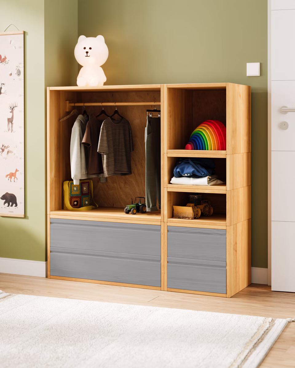 Laura Set offener Kinder-Kleiderschrank mit Schubladen Laura Set offener Kinder-Kleiderschrank mit Schubladen sb