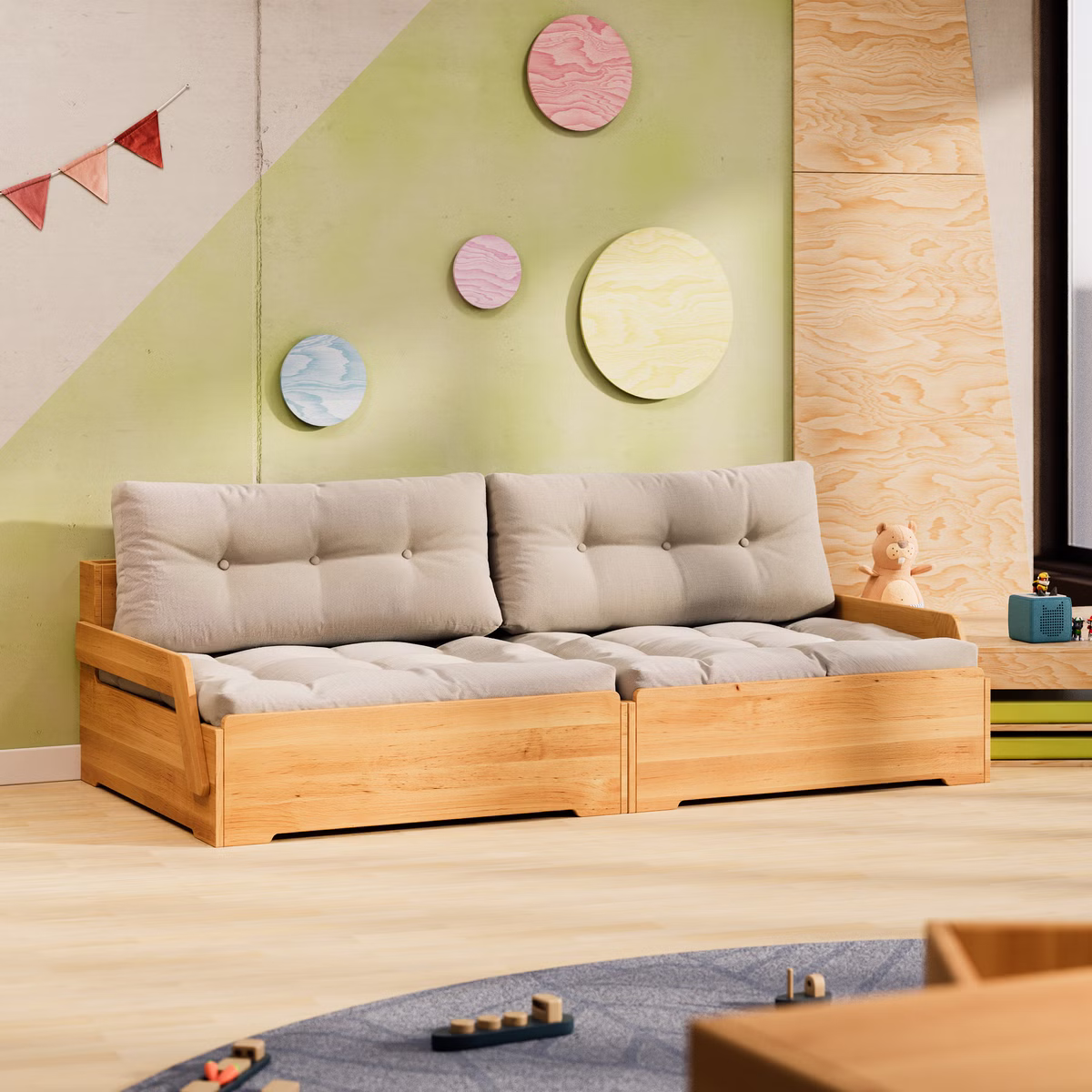 2er Set Lina Spielsofa und Schlafsofa mit Armlehnen 2er Set Lina Spielsofa und Schlafsofa mit Armlehnen sb