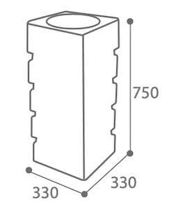 Zeichnung des Aschenbechers aus Beton mit den Abmessungen