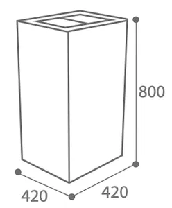 Schematische Abbildung des Beton-Standaschers mit seinen Abmessungen