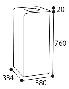 Abmessungen des Design-Bioabfallbehälters CUBiQ, 2x10L in mm