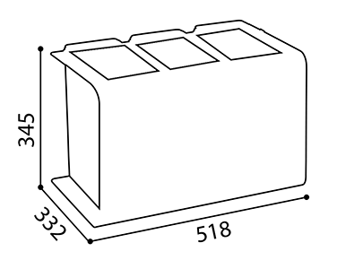 Abmessungen der Abfalltrennstation aus Stahl mit 3 Behältern je 8L  in mm