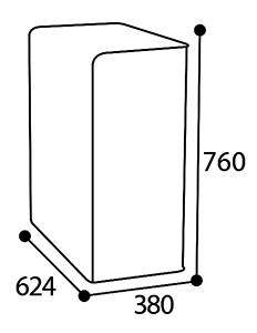 Abmessungen des Wertstoffsammler CUBiQ, 65L in mm