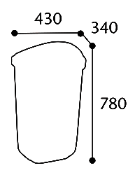 Abmessungen des Wandabfallbehälters aus recyceltem Polypropylen, 50L in mm