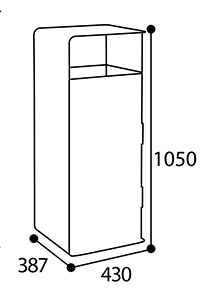 Abmessungen des Abfallbehälters Outdoor mit Aluminiumlamellen, 110L, in mm
