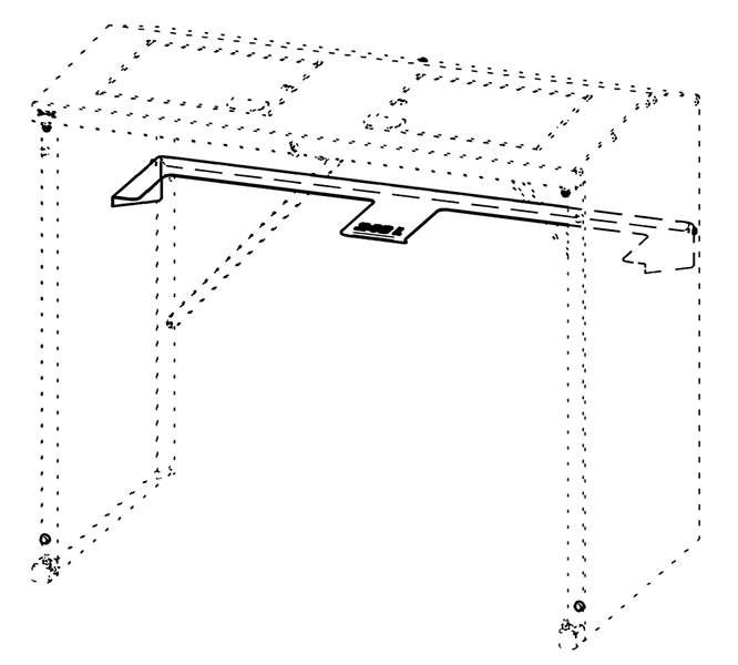 Zeichnung, in der zu sehen ist, an welcher Stelle die Ausrichtungsvorlage in der Mülltonnenbox montiert wird.