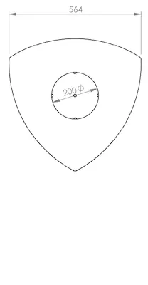 Standabfallbehälter von oben mit Abmessung des Einwurfs in mm