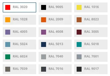 Schema mit den verschiedenen Farben, in denen die Pflanzbehälter aus Polyethylen erhältlich sind