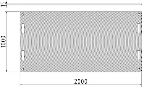 Bodenschutzmatte als Zeichnung mit Abmessungen in mm