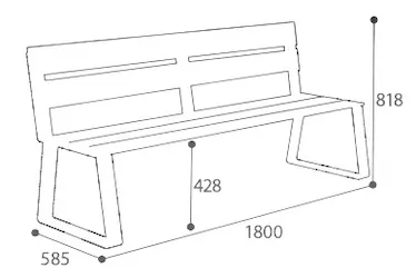 Abmessungen der Bank in mm