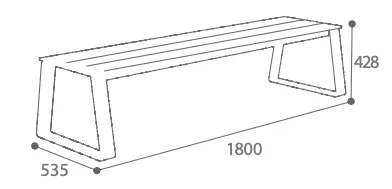 Abmessungen der Bank in mm