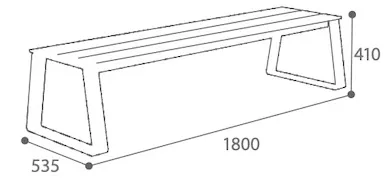 Abmessungen der Parkbank ohne Rückenlehne aus Hochdrucklaminat