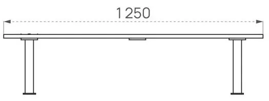 Kinderbank BLUMENWIESE ohne Rückenlehne als Zeichnung in Frontansicht mit Abmessungen in mm