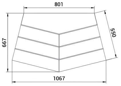 Zeichnung eines Moduls mit Abmessungen in mm