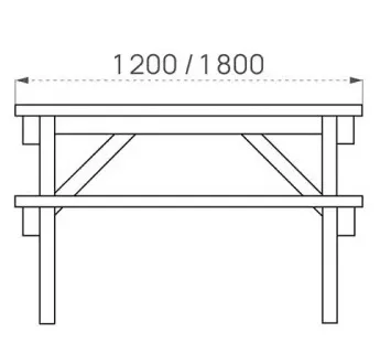 Bank-Tisch-Kombinatuon ELSASS Junior als Zeichnung in Frontansicht mit Abmessungen in mm