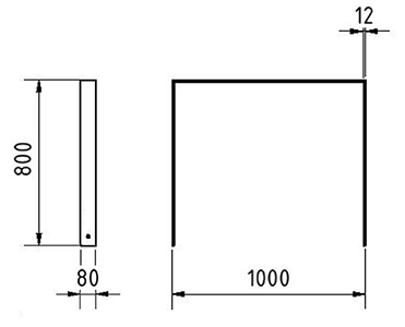 Abmessungen des Fahrradbügels aus Flachstahl (Breite 1000 mm zum Aufdübeln) in mm