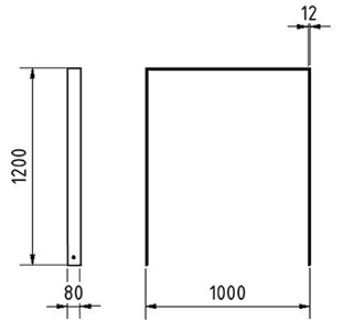 Abmessungen des Fahrradbügels aus Flachstahl (Breite 1000 mm zum Einbetonieren) in mm