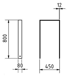 Abmessungen des Fahrradbügels aus Flachstahl (Breite 450 mm zum Aufdübeln) in mm