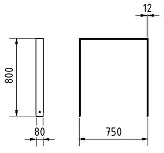 Abmessungen des Fahrradbügels aus Flachstahl (Breite 750 mm zum Aufdübeln) in mm