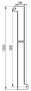 Schematische Zeichnung der Führungsschiene mit Abmessungen in mm (Ansicht von oben)