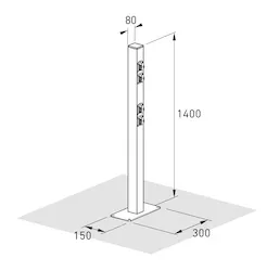 Abmessungen der Ladesäule isometrisch (in mm)