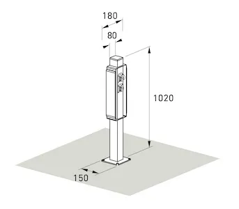 Abmessungen der Ladesäule isometrisch (in mm)