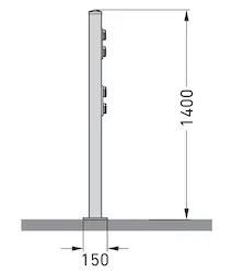 Abmessungen der Ladesäule in Profilansicht (in mm)