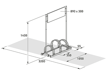 Werbefahrradständer / Abmessungen