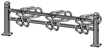 Fahrradständer doppelseitig mit zusätzlichen Halterungen (Skizze)