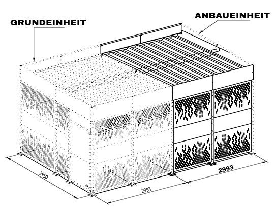 Modulare Erweiterung der Fahrradüberdachung