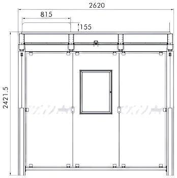 Wartehalle VILNIUS als Zeichnung mit Abmessungen in mm (Frontansicht)