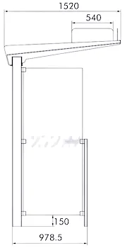 Wartehalle VILNIUS als Zeichnung mit Abmessungen in mm (Profilansicht)