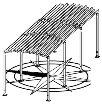 Beispiel 2 für die korrekte Ausrichtung der Pergola als Zeichnung mit Kompass