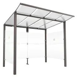 Raucherunterstand MURANO in Länge 2500 mm und Breite 2000 mm als Ausführung ohne Frontverkleidung