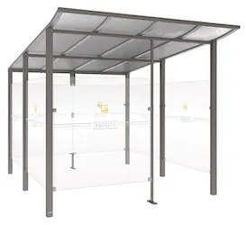 Raucherunterstand MURANO in Länge 2500 mm und Breite 3400 mm als Ausführung mit Frontverkleidung