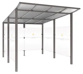 Raucherunterstand MURANO in Länge 2500 mm und Breite 3400 mm als Ausführung ohne Frontverkleidung