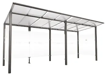Raucherunterstand MURANO in Länge 5000 mm und Breite 2000 mm als Ausführung ohne Frontverkleidung