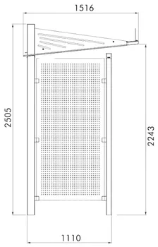 Wartehalle DOHA als Zeichnung mit Abmessungen in mm (Profilansicht)